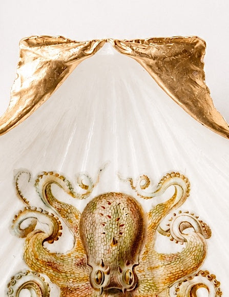 Octopus Scallop Shell Ring Dish, Coastal Jewelry Holder, Beach House Decor, Ocean Lover Gift
