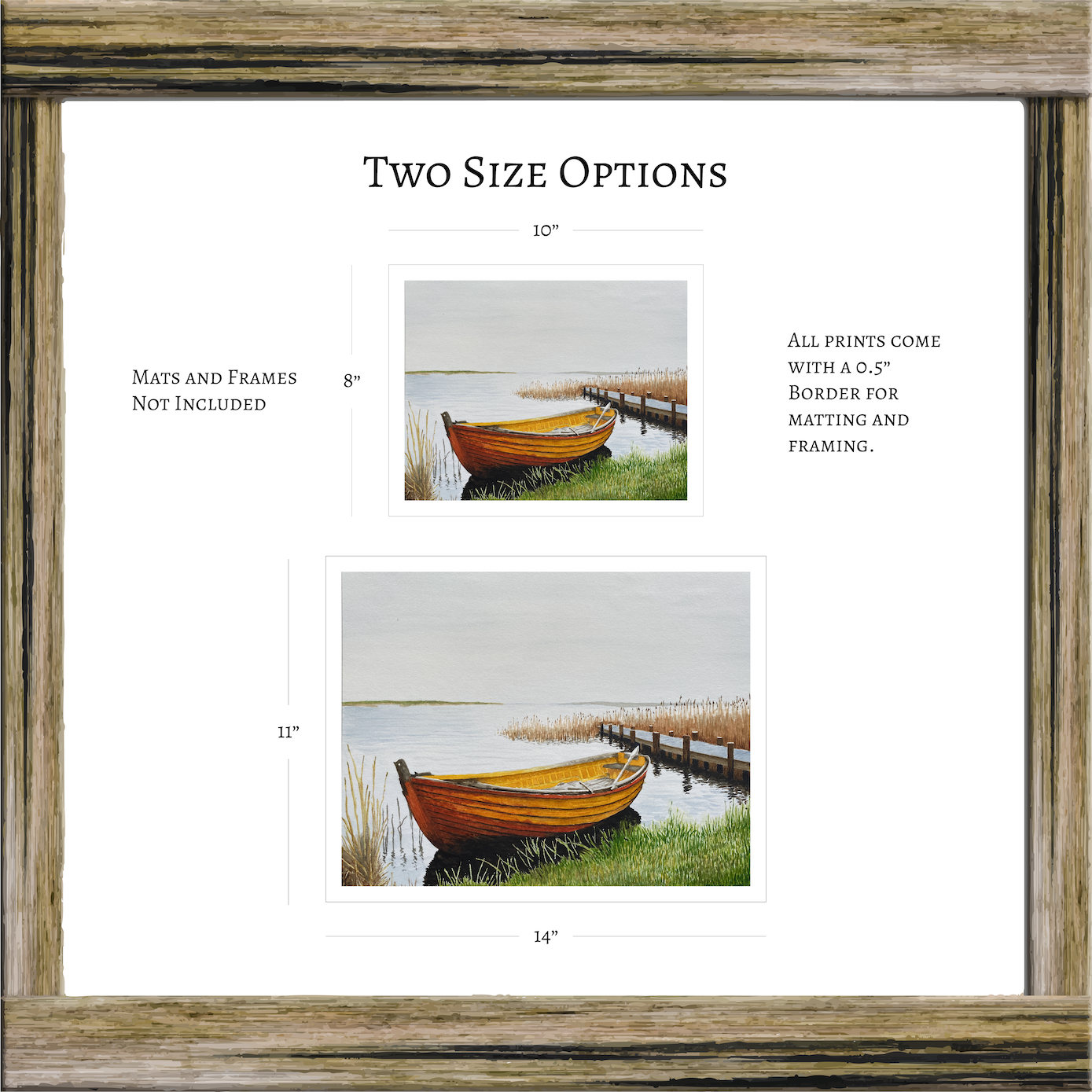 Original Watercolor Print of an Old Skiff on a Quiet Shoreline – Coastal Wall Art