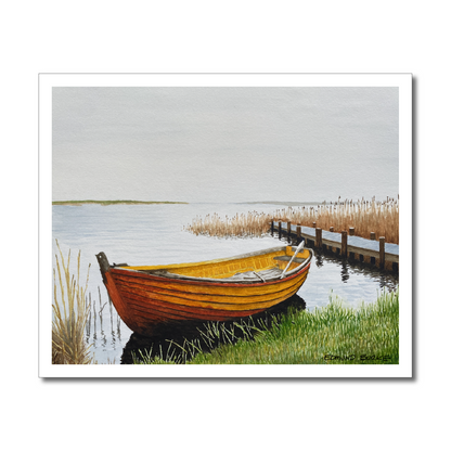 Original Watercolor Print of an Old Skiff on a Quiet Shoreline – Coastal Wall Art