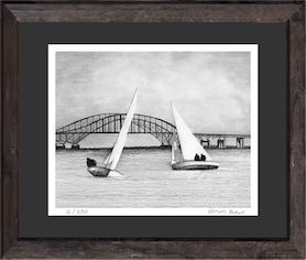 Sailboat Pen and Ink Print – Great South Bay Long Island Art, Long Island Nautical Drawing, Black & White Coastal Wall Decor,Beach House Art