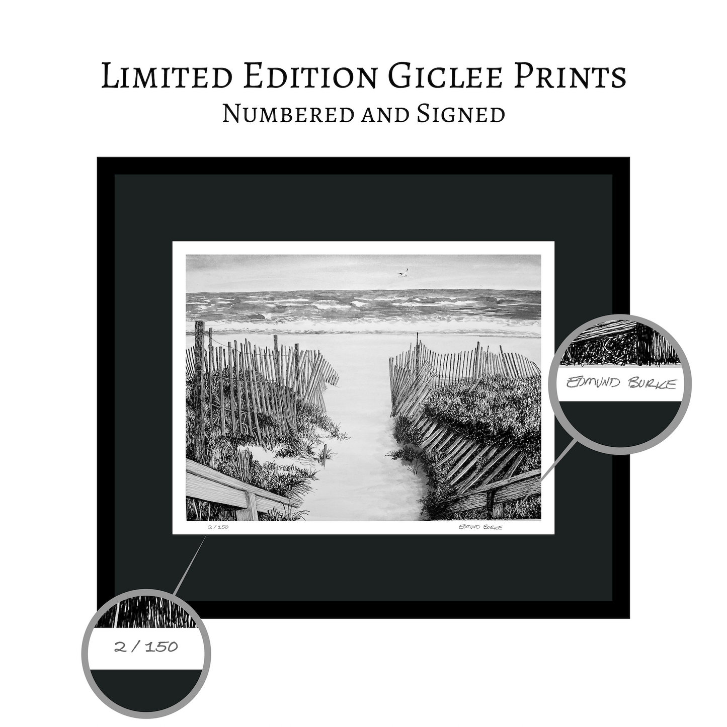 Fire Island Sand Dunes Black & White Pen and Ink Beach Path Print — Long Island Ocean Shore Art, Beach House Coastal Wall Decor