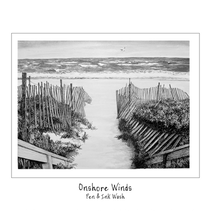 Fire Island Sand Dunes Black & White Pen and Ink Beach Path Print — Long Island Ocean Shore Art, Beach House Coastal Wall Decor