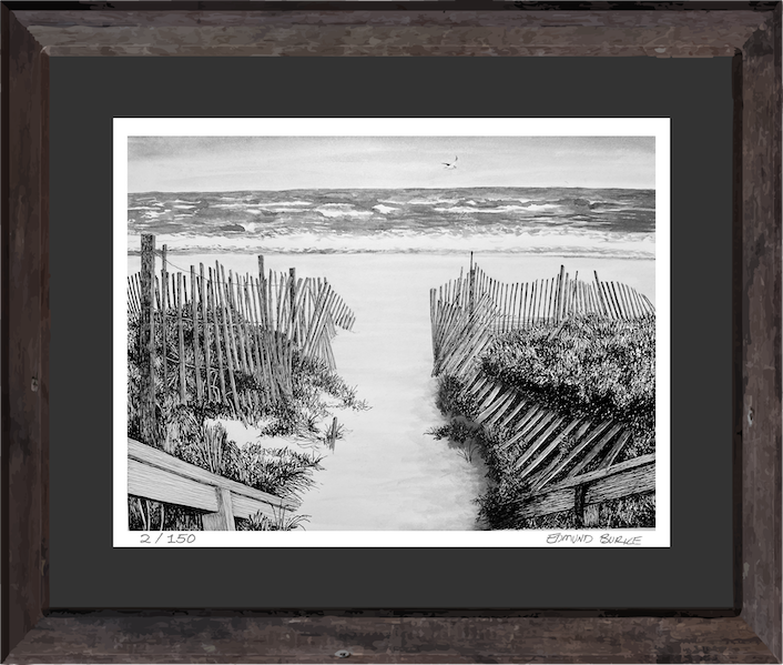Fire Island Sand Dunes Black & White Pen and Ink Beach Path Print — Long Island Ocean Shore Art, Beach House Coastal Wall Decor