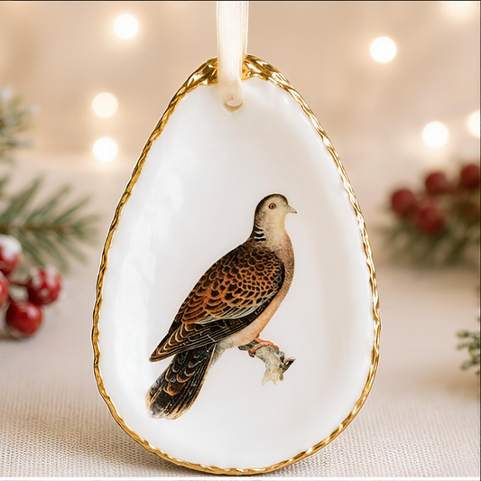 Turtle Dove Oyster Shell Ornament, Turtle Dove Lover Gift, Christmas Keepsake