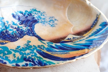 Decoupage Clam Shell Great Wave Art