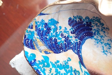 Decoupage Clam Shell Great Wave Art