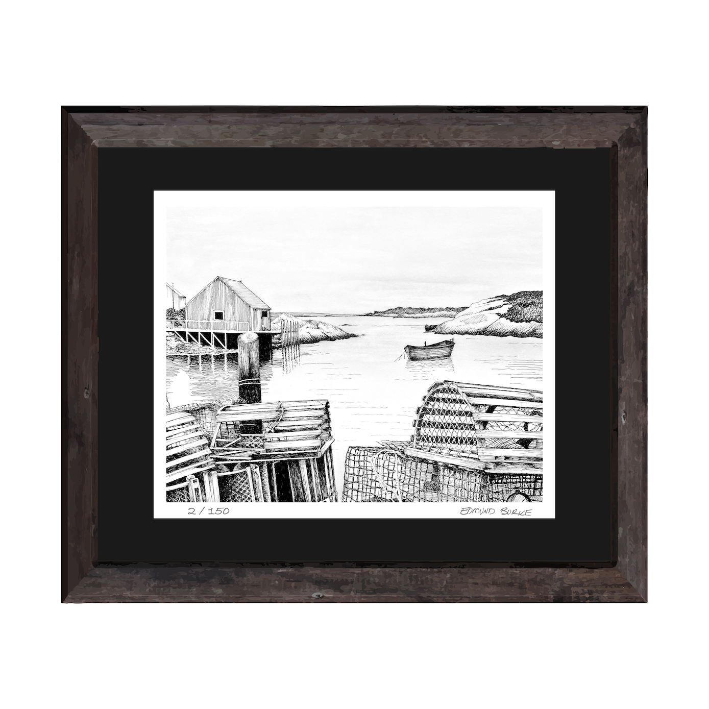 Pen & Ink Print of Peggy’s Cove Fishing Village – Halifax, Nova Scotia, Coastal Artwork
