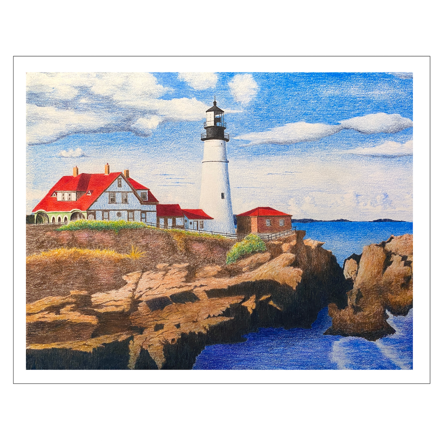 Portland Head Lighthouse Print, Beach Art Prints, Lighthouse Art, Coastal Wall Decor, Original  Art Prints, Maine Coast Art, Nautical Gift