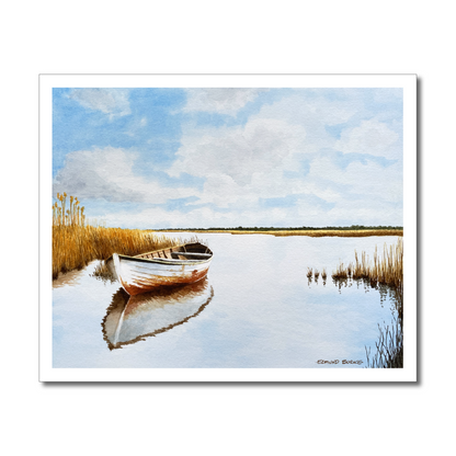 Old Skiff in Autumn Marsh Original Watercolor Print, Row Boat Art Print, Peaceful Coastal Landscape, East Coast Art,  Nautical Wall Decor