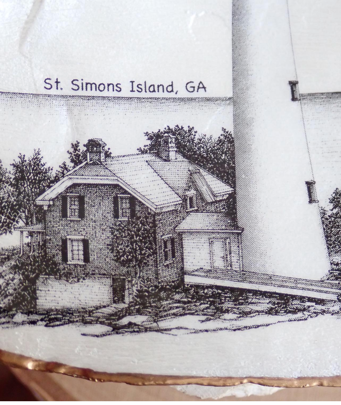 Decoupage Clam Shell Trinket Dish St. Simons Lighthouse Art