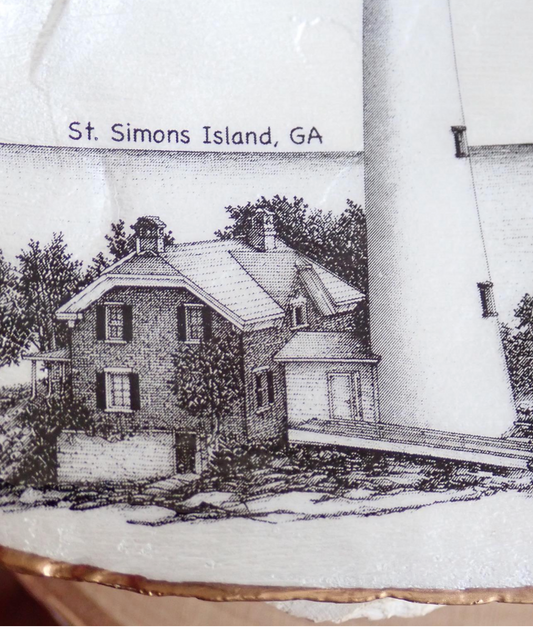 Decoupage Clam Shell Trinket Dish St. Simons Lighthouse Art