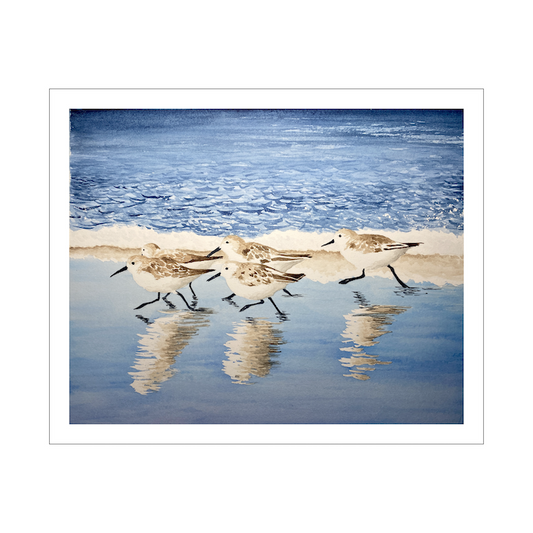 Sandpipers on the Shoreline, Fire Island Seascape, Limited Edition Print, Coastal Wall Decor, Beach Painting Gift, Shorebird Art