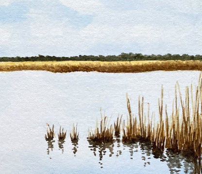 Old Skiff in Autumn Marsh Original Watercolor Print, Row Boat Art Print, Peaceful Coastal Landscape, East Coast Art,  Nautical Wall Decor