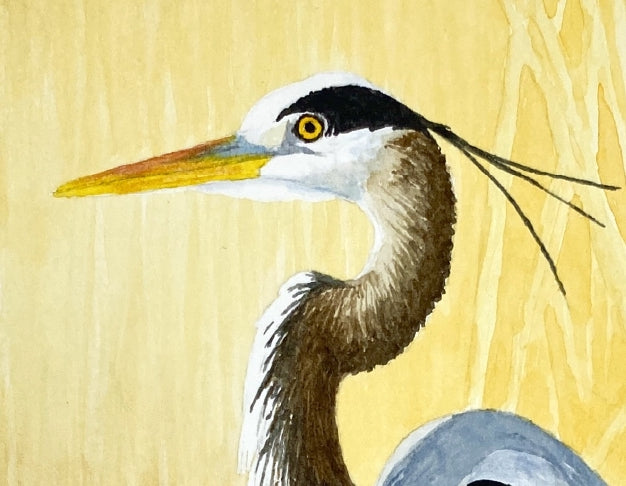 Great Blue Heron Watercolor Print, Nature Wildlife Landscape, Original Art Print, Coastal Wall Decor, Beach Painting Gift, Shorebird Art