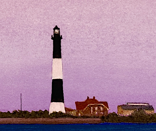 Fire Island Lighthouse, Giclée Print of Original Watercolor, Coastal Wall Art, Moonrise Beach Scene, Limited Edition East Coast Landscape