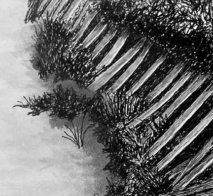 Fire Island Sand Dunes Black & White Pen and Ink Beach Path Print — Long Island Ocean Shore Art, Beach House Coastal Wall Decor