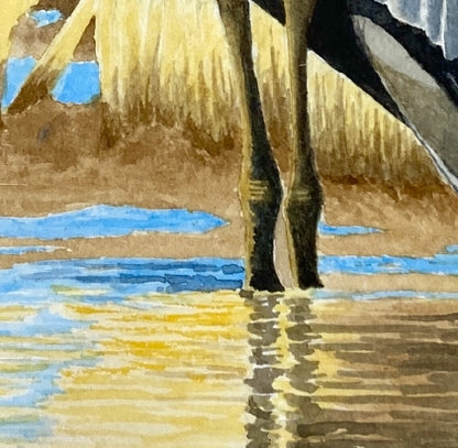 Great Blue Heron Watercolor Print, Nature Wildlife Landscape, Original Art Print, Coastal Wall Decor, Beach Painting Gift, Shorebird Art