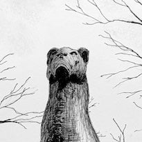 Prospect Park Print, NYC Wall Art, Panther Statue Winter Scene, Black &White Drawing, Winter New York Landmark, New Yorker Gift