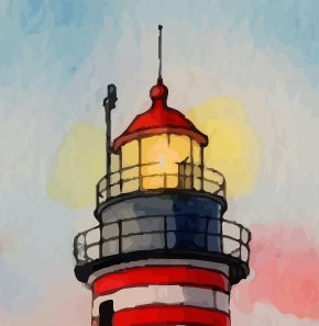 West Quoddy Head Lighthouse Original Watercolor Print – Coastal Maine Art