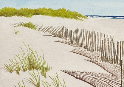 Fire Island Beach Watercolor Print, Coastal Wall Art, Sunny Seascape, Nautical Decor, Ocean Landscape, Hamptons Style Art