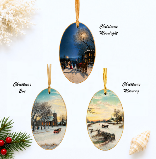 Vintage Winter Scenes Decoupage Holiday Ornaments