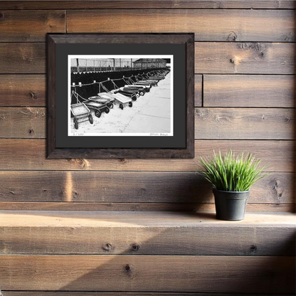 Ocean Beach Ferry Dock Original Pen and Ink Drawing Print, B & W  Fire Island Beach Art, Retro Beach Town Art, Beach House Coastal Decor