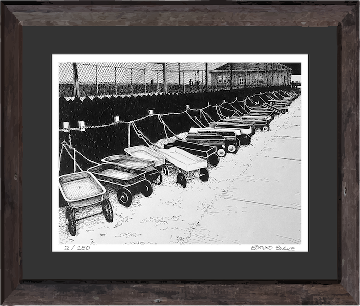 Ocean Beach Ferry Dock Original Pen and Ink Drawing Print, B & W  Fire Island Beach Art, Retro Beach Town Art, Beach House Coastal Decor