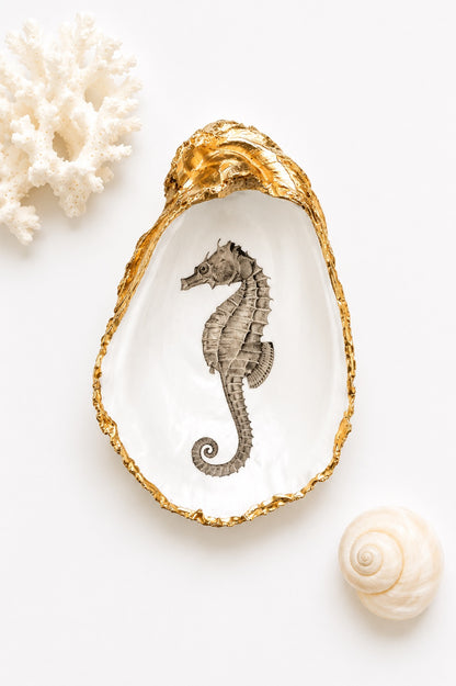 Decoupage Oyster Shell Seahorse Art
