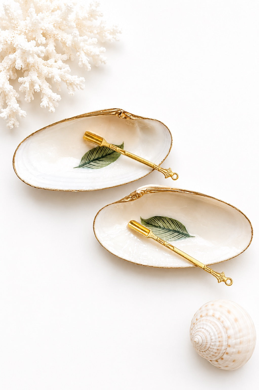 Handcrafted Clam Shell Salt and Pepper Dishes – Beach House Table Decor