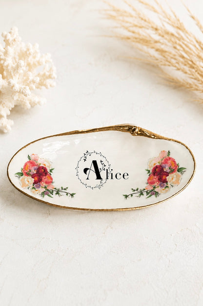 Personalized Decoupage Shell Jewelry Dish – Custom Hostess Gift, Coastal Decor
