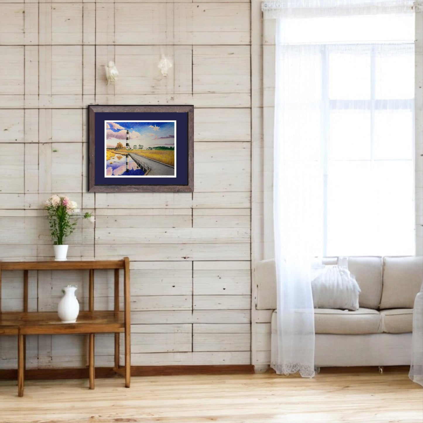 Beach Art Prints, Lighthouse Art, Coastal Wall Decor, North Carolina Art Print, Bodie Island Lighthouse, Outer Banks Art, Nautical Wall Gift